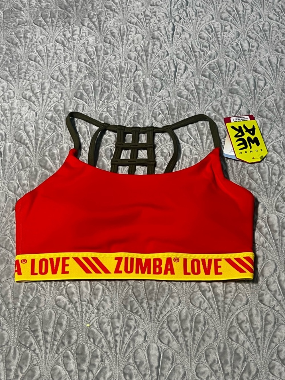 Zumba Fitness Be About Love scoop bra in cha-cha cherry medium nwt